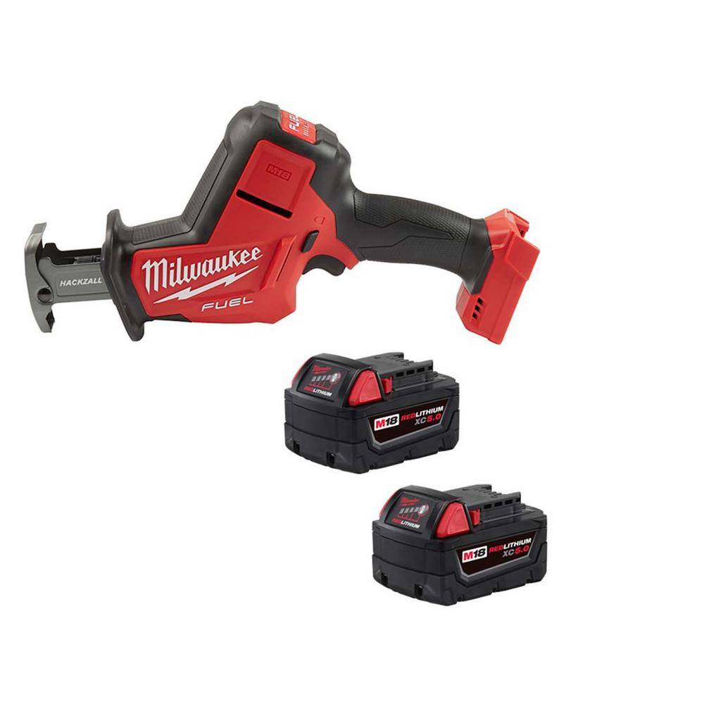 Milwaukee M18 FUEL 18-Volt Lithium-Ion Brushless Cordless HACKZALL Reciprocating Saw with (2) M18 5.0Ah Batteries 2719-20-48-11-1852