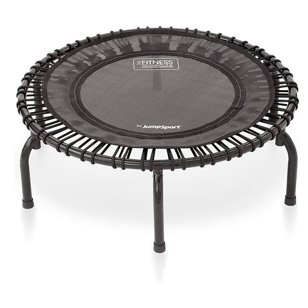 JUMPSPORT Fitness Rebounder Mini Trampoline and Handle Bar Accessory, Black RBJ-S-20158-04 + HAN-S-21050-04