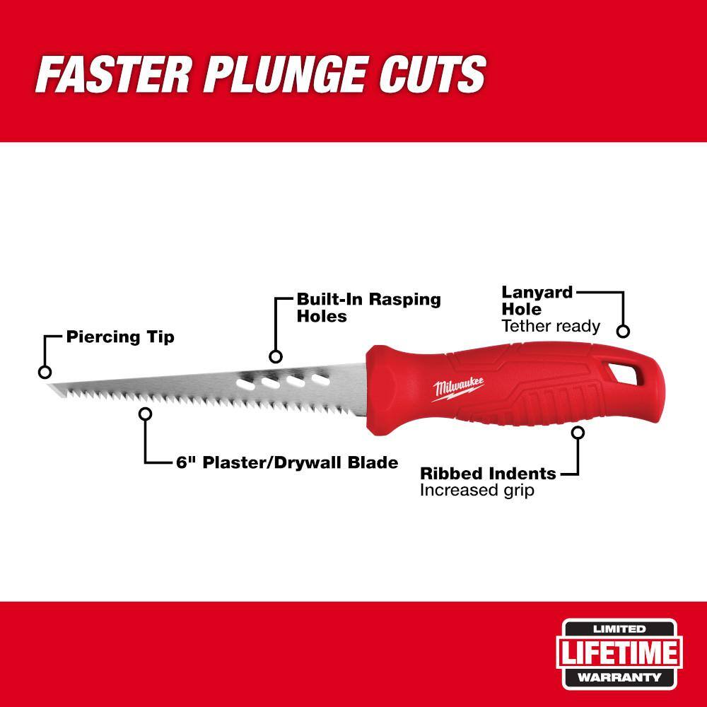 Milwaukee 13 in. x 100 ft. Polyester Fish Tape with Non-Conductive Tip and Rasping Jab Saw 48-22-4165-48-22-0104