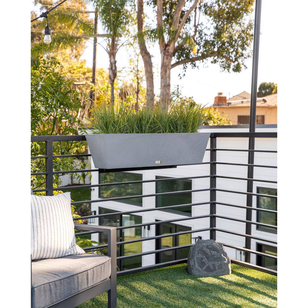 Veradek Pure Medium Gray Plastic Rectangular Railing Planter Box with Drainage Holes (36 in. L x 10 in. W x 11 in. H) WBRLV36C
