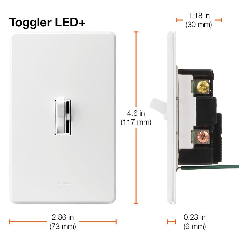 Lutron Toggler LED+ Dimmer Switch for Dimmable LEDs, White, Klein 11-in-1 Multi Bit Screwdriver and Nut Driver (TGCL-3PKR-KSD) TGCL-3PKR-KSD