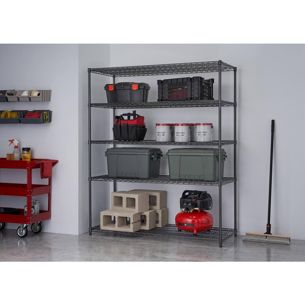 TRINITY PRO Black 5-Tier Steel Wire Garage Storage Shelving Unit (60 in. W x 72 in. H x 24 in. D) TBFPBA-0928