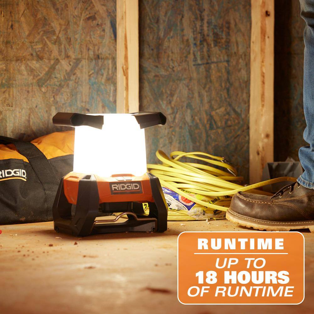 RIDGID 18V Cordless 360° Area Light Kit with (2) 4.0 Ah Batteries and Charger R86903B-AC93044SBN