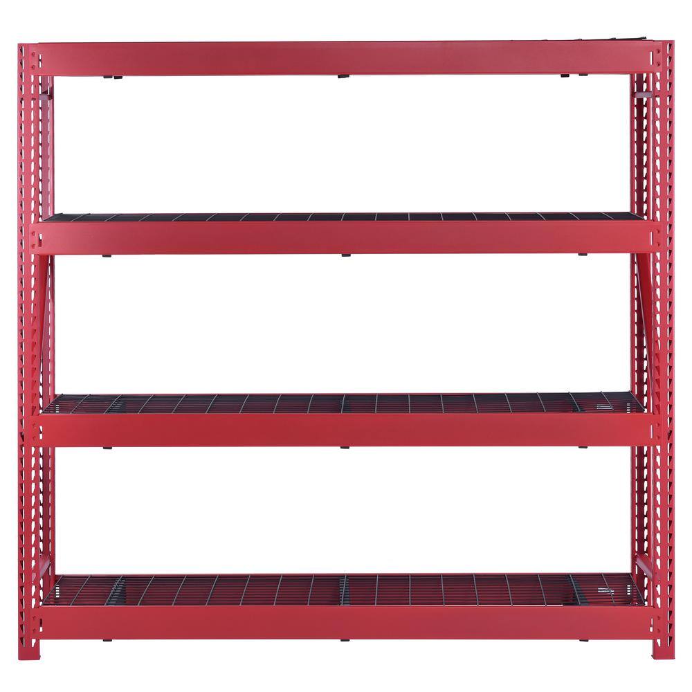 Husky 4-Shelf Metal Industrial Duty Freestanding Garage Storage Shelving Unit in Red (77 in. W x 72 in. H x 24 in. D) N2W772472W4R