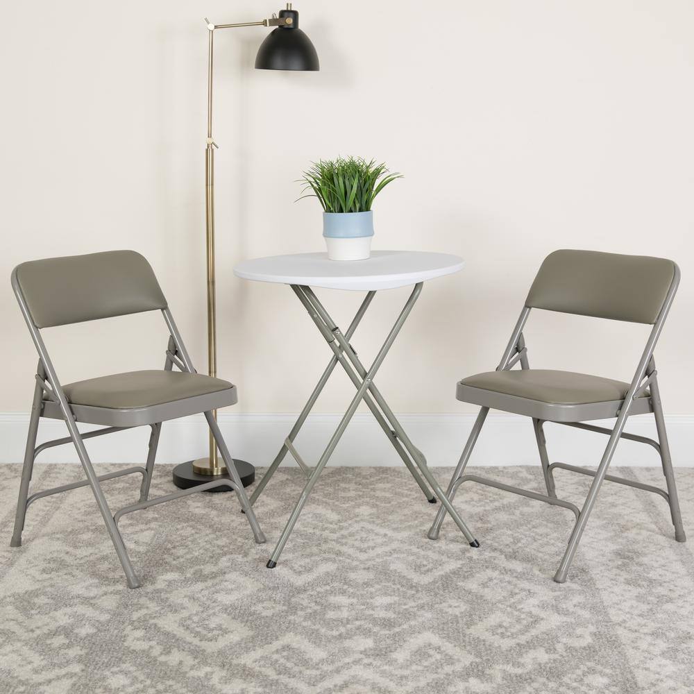 Carnegy Avenue Gray Vinyl/Gray Frame Metal Folding Chair (4-Pack) CGA-HF-5861-GR-HD