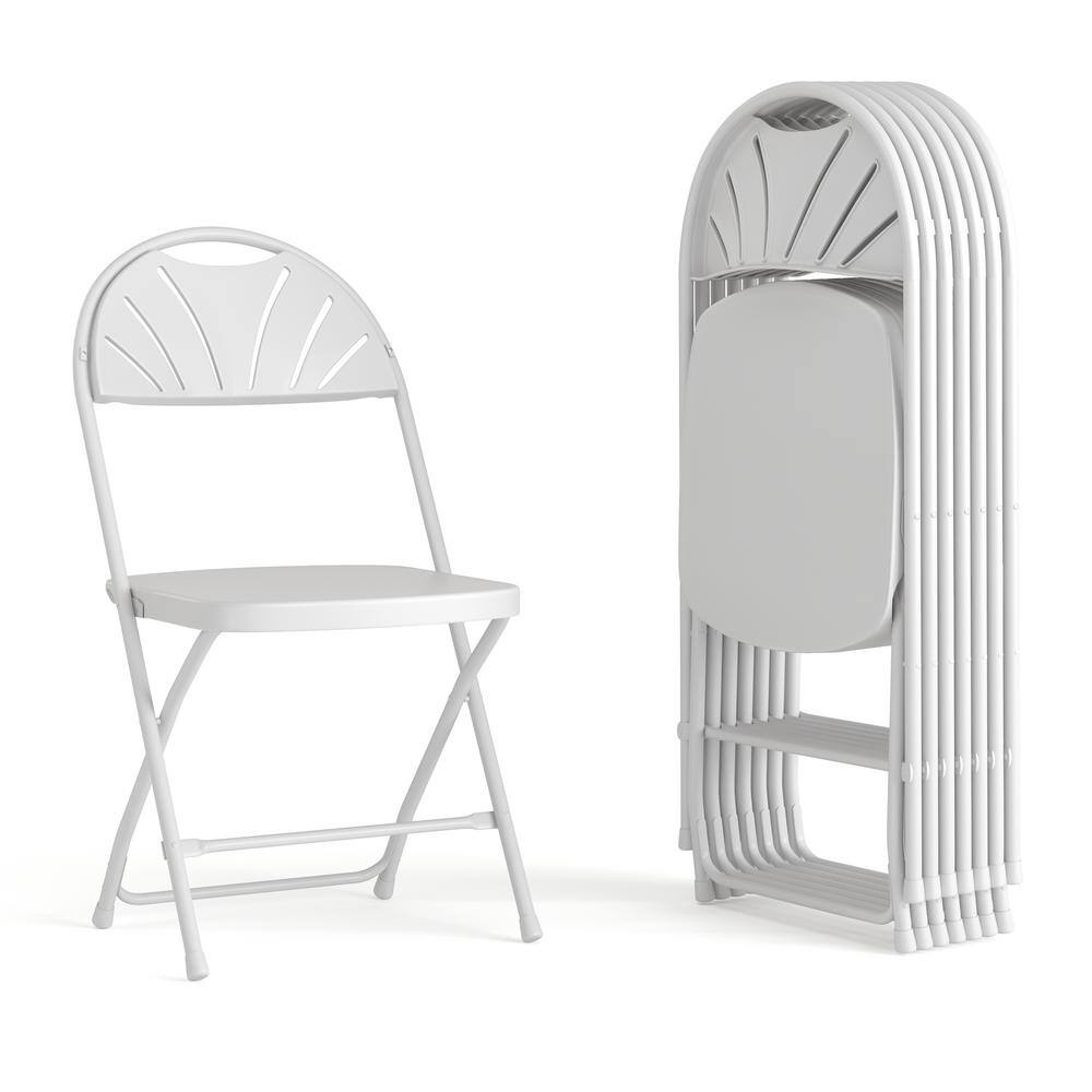Carnegy Avenue White Metal Folding Chair (Set of 8) CGA-Y-14195-WH-HD