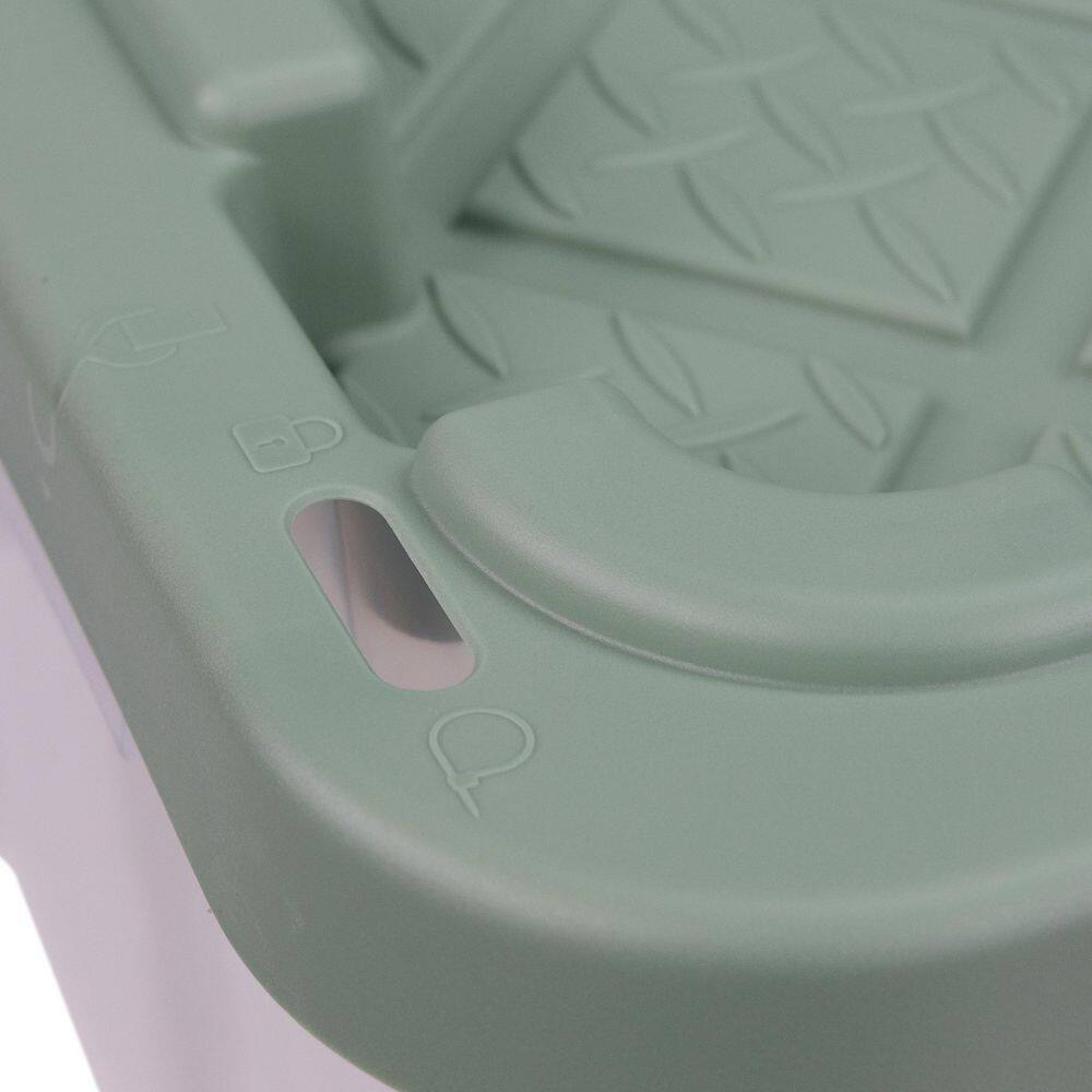 HDX 27 Gal. Tough Storage Tote in Clear with Versatile Green Lid (4-Pack) 999-HDX-272407C