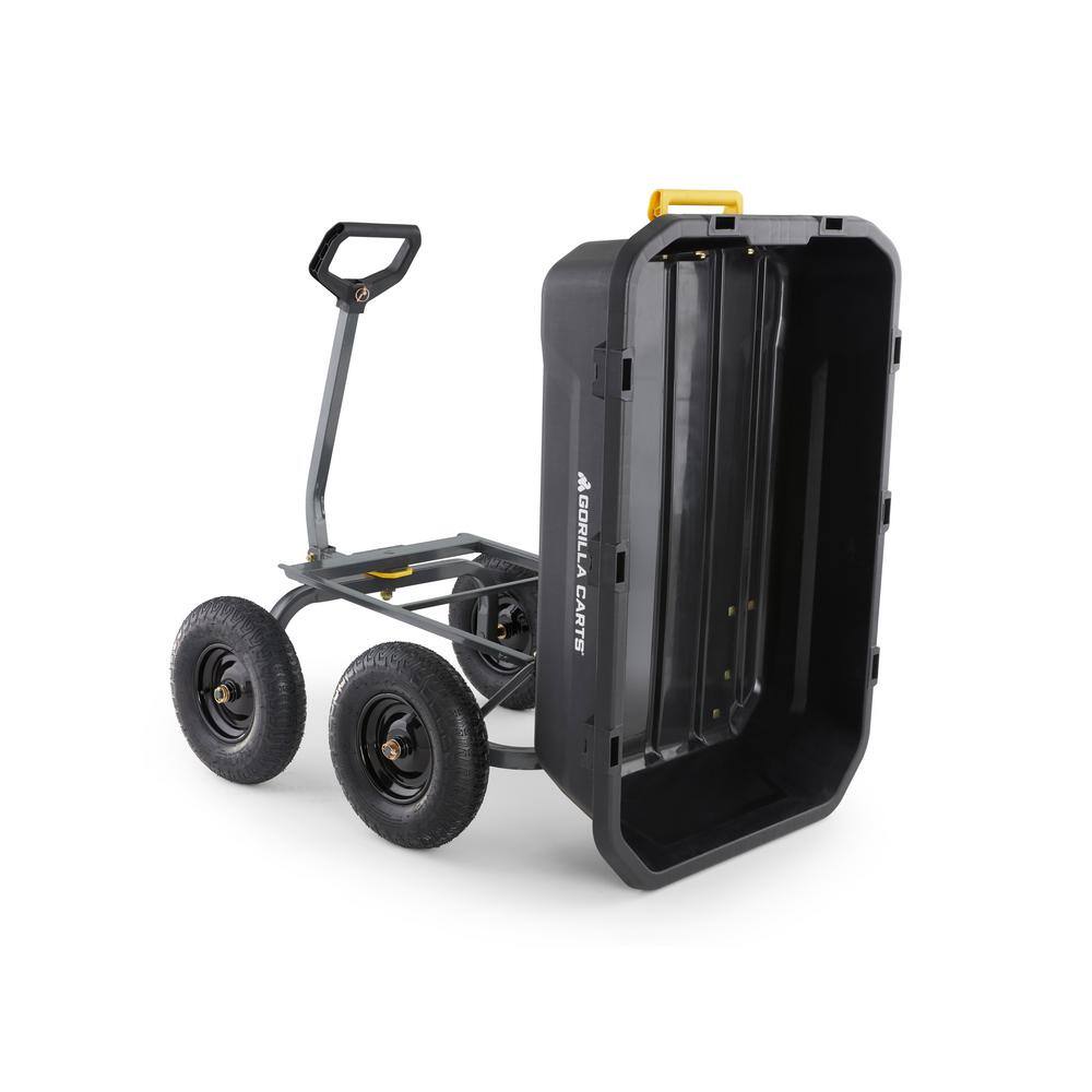 GORILLA CARTS 12 cu. ft. Patented Super Heavy-Duty Poly Dump Garden Cart, 1,600 lbs., 48 in. x 34 in. x 11 in., 16 in. Pneumatic Tires GCG-12