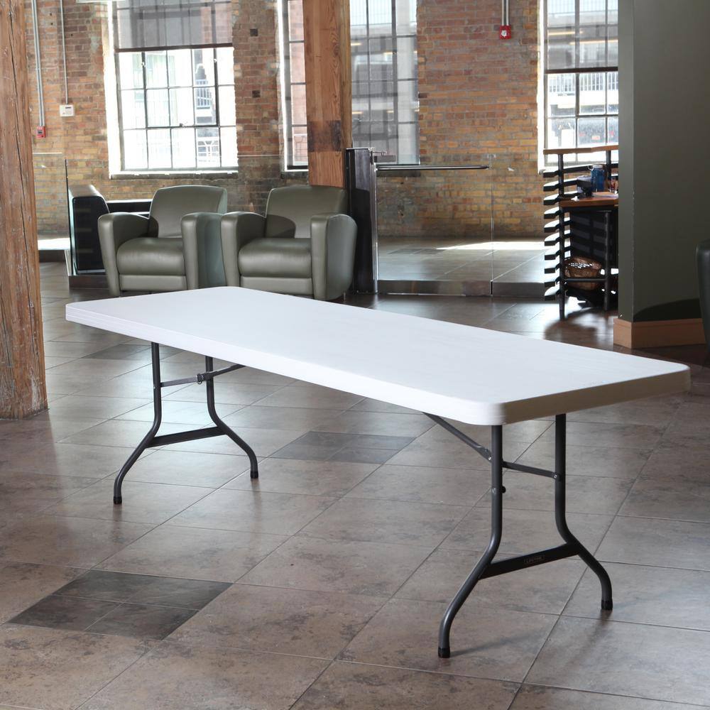 Lifetime 8 ft. White Gray Sand Granite Plastic Top Folding Banquet Table (Commercial) 22980