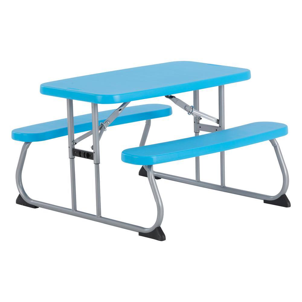 Lifetime 35.4 in. Blue Rectangle Steel and Resin Kids Picnic Table Seats 4 260261