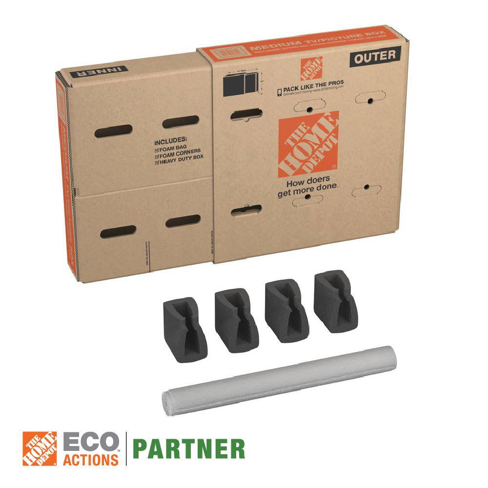 The Home Depot 25 in. L x 4 in. W x 26 in. D Heavy Duty Medium Adjustable TV, Picture, and Mirror Moving Box (4-Pack) MEDTV4
