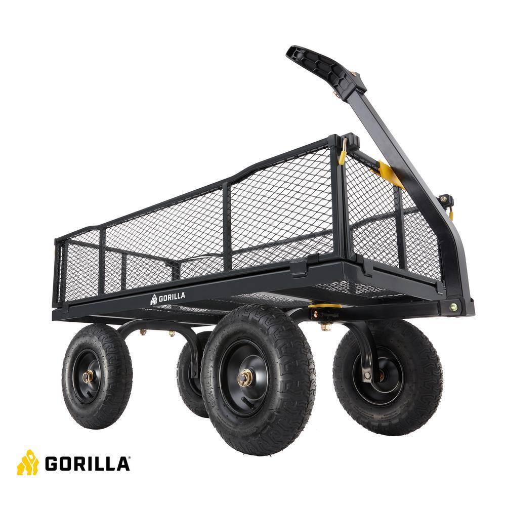 GORILLA CARTS 1,200 lb. Heavy-Duty Steel Utility Garden Cart, 6 cu. ft. Capacity, 13 in. Pneumatic Wheels, 2-in-1 Pull or Tow Handle GCG-1200