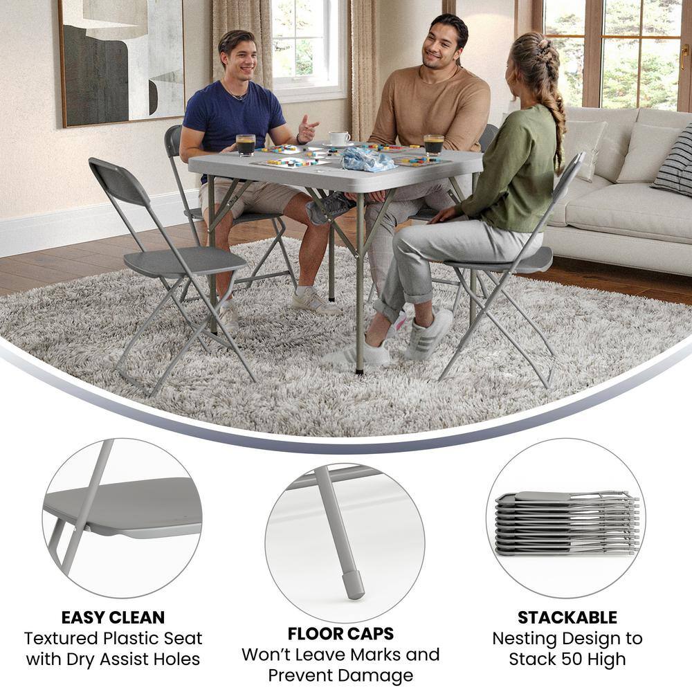 Carnegy Avenue Grey Metal Folding Chairs CGA-LE-487296-GR-HD