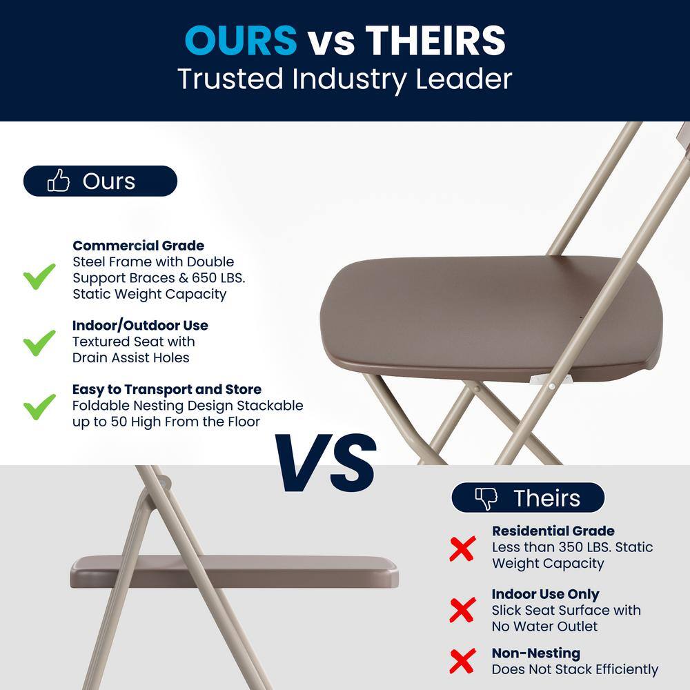 Carnegy Avenue Brown Metal Folding Chairs CGA-LE-15345-BR-HD