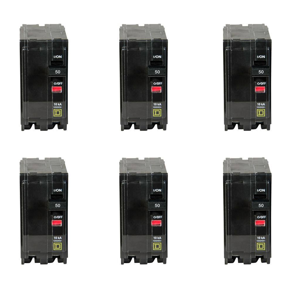 Square D QO 50 Amp 2-Pole Circuit Breaker (6-pack) QO250CP6