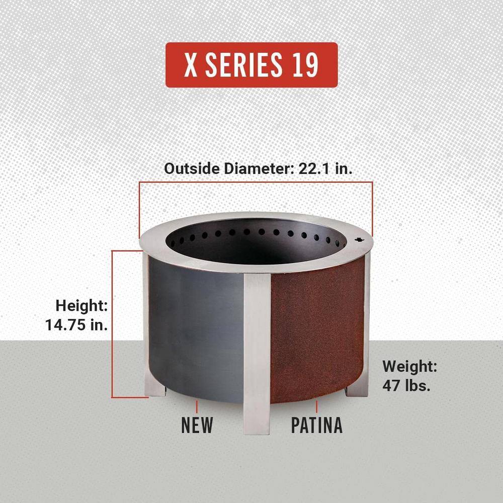Breeo X Series 19 Smokeless Fire Pit - Heavy-Gauge Stainless Steel Material - Compatible w/ Cooking and Grilling- Corten Steel BR-X19P