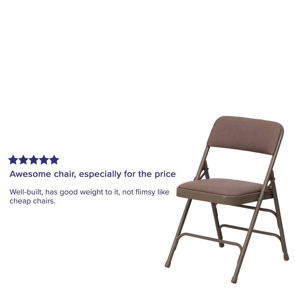 Carnegy Avenue Beige Fabric/Beige Frame Metal Folding Chair (4-Pack) CGA-HF-5873-BE-HD