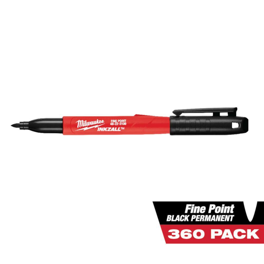 Milwaukee INKZALL Black Fine Point Jobsite Permanent Markers (360-Pack) 48-22-3100B