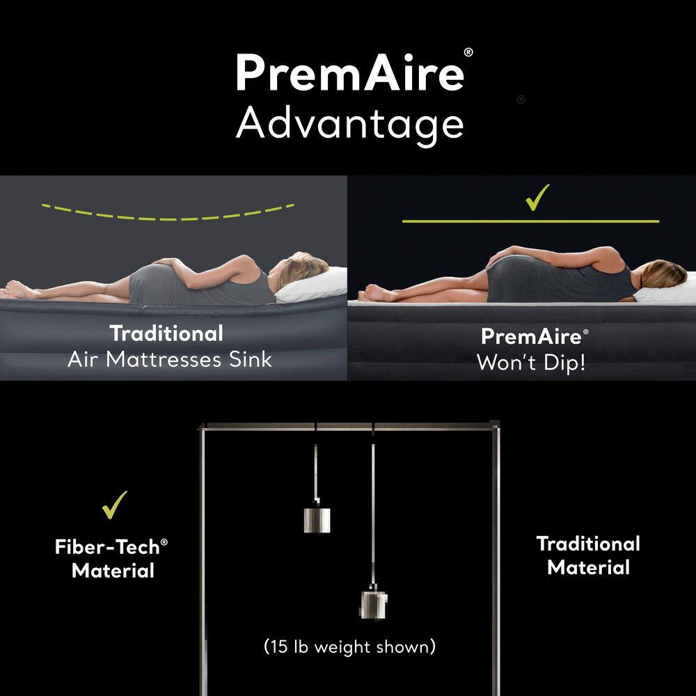 Intex Full PremAire I Fiber-Tech Elevated Air Mattress Bed with Built-In Pump 64903ED