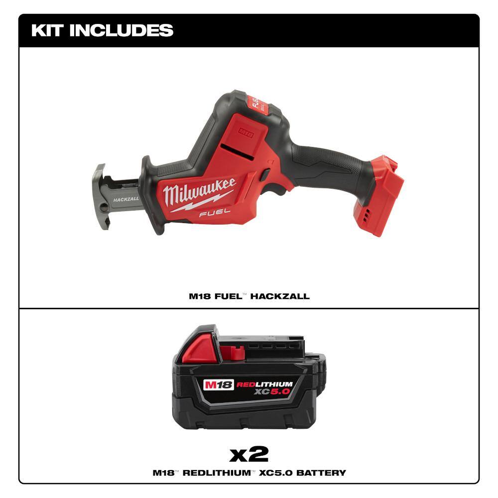 Milwaukee M18 FUEL 18-Volt Lithium-Ion Brushless Cordless HACKZALL Reciprocating Saw with (2) M18 5.0Ah Batteries 2719-20-48-11-1852