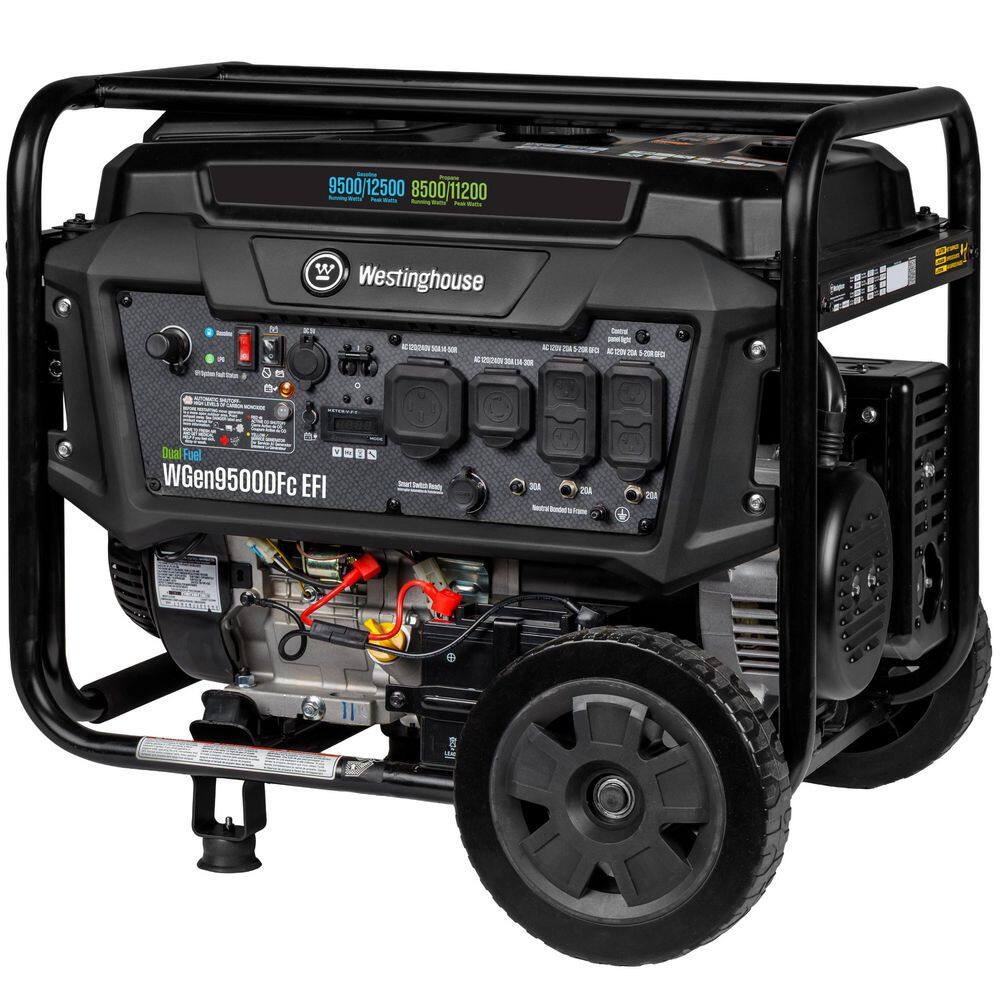 Westinghouse 12,500/9,500-Watt Dual Fuel Gas and Propane Powered EFI Portable Generator with Remote Electric Start, 50 Amp Outlet WGen9500DFc EFI