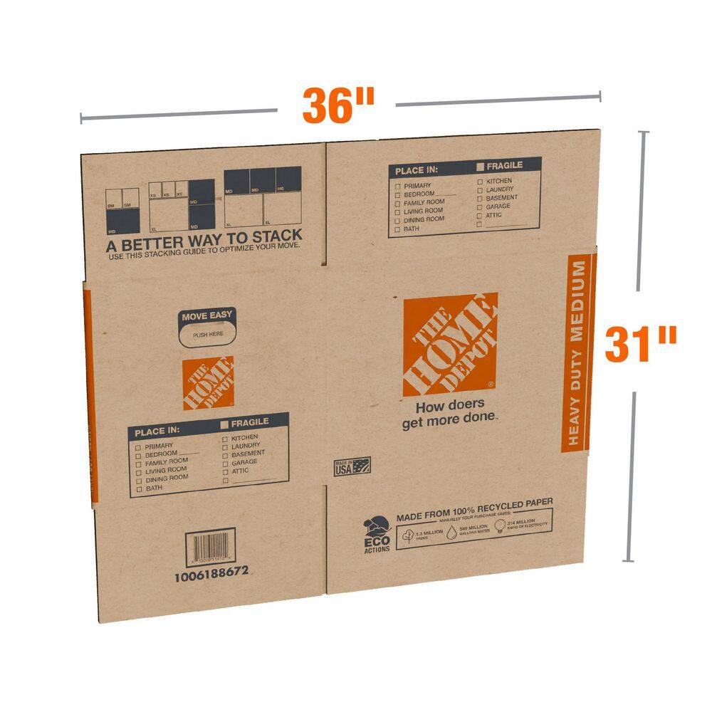 The Home Depot 20 in. L x 16 in. W x 15 in. D Heavy-Duty Medium Moving Shipping and Packing Box with Handles (40-Pack) HDMEDBOX40