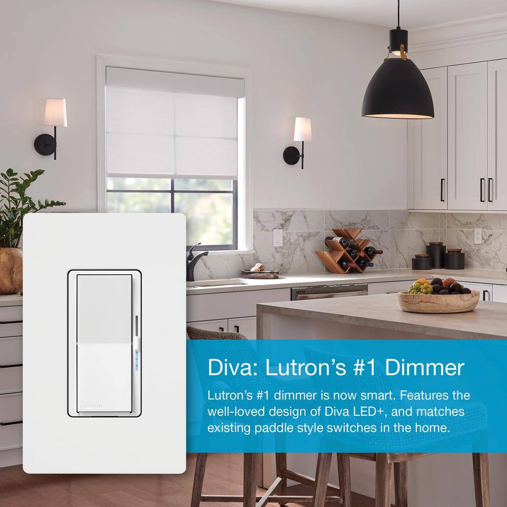 Lutron Diva Smart Dimmer Switch for Caseta Smart Lighting, 150-Watt LED, Brown (DVRF-6L-BR) DVRF-6L-BR