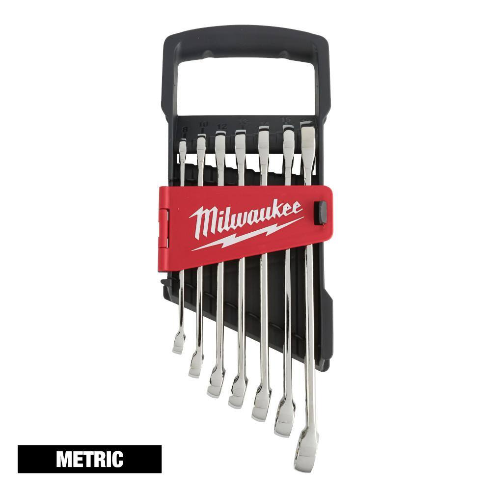 Milwaukee 3/8 in. Drive SAE/Metric Ratchet and Socket Mechanics Tool Set with SAE/Metric Combination Wrenches (70-Piece) 48-22-9008-48-22-9407-48-22-9507