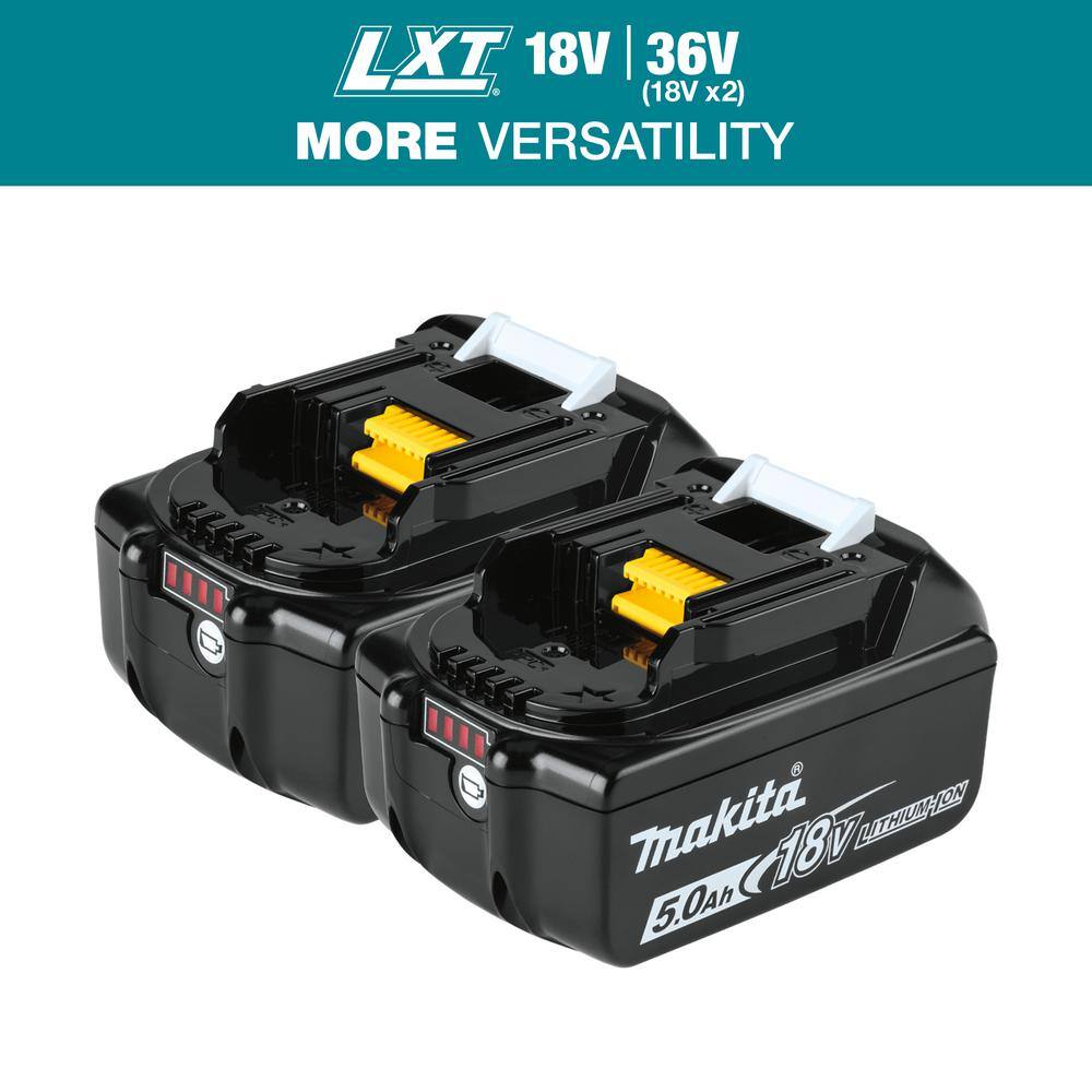 Makita 18V LXT Lithium-Ion High Capacity Battery Pack 5.0 Ah with LED Charge Level Indicator (2-Pack) BL1850B-2