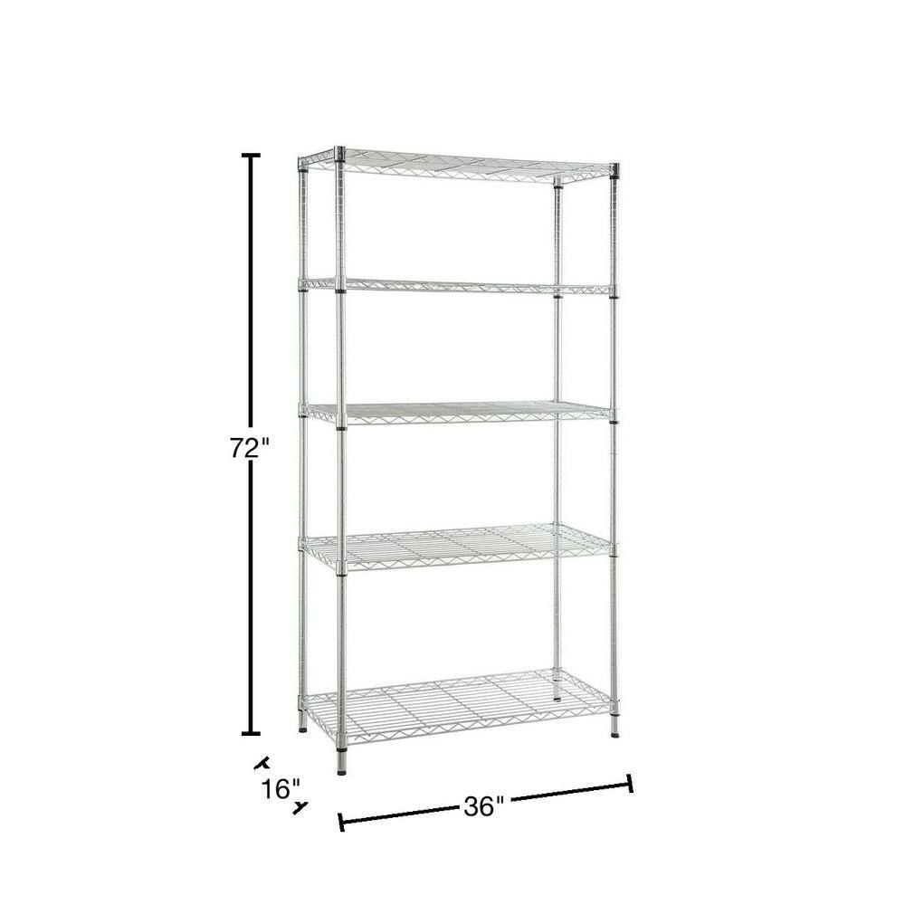 HDX 5-Tier Steel Wire Shelving Unit in Chrome (36 in. W x 72 in. H x 16 in. D) 21656CPS