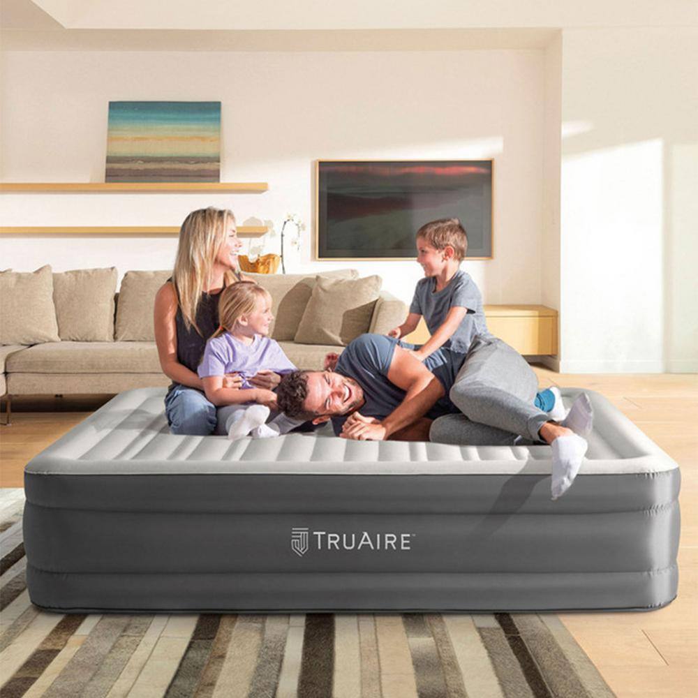 Intex TruAire Luxury Queen Air Mattress Airbed with Lumbar Support and Built in Pump 64095ED
