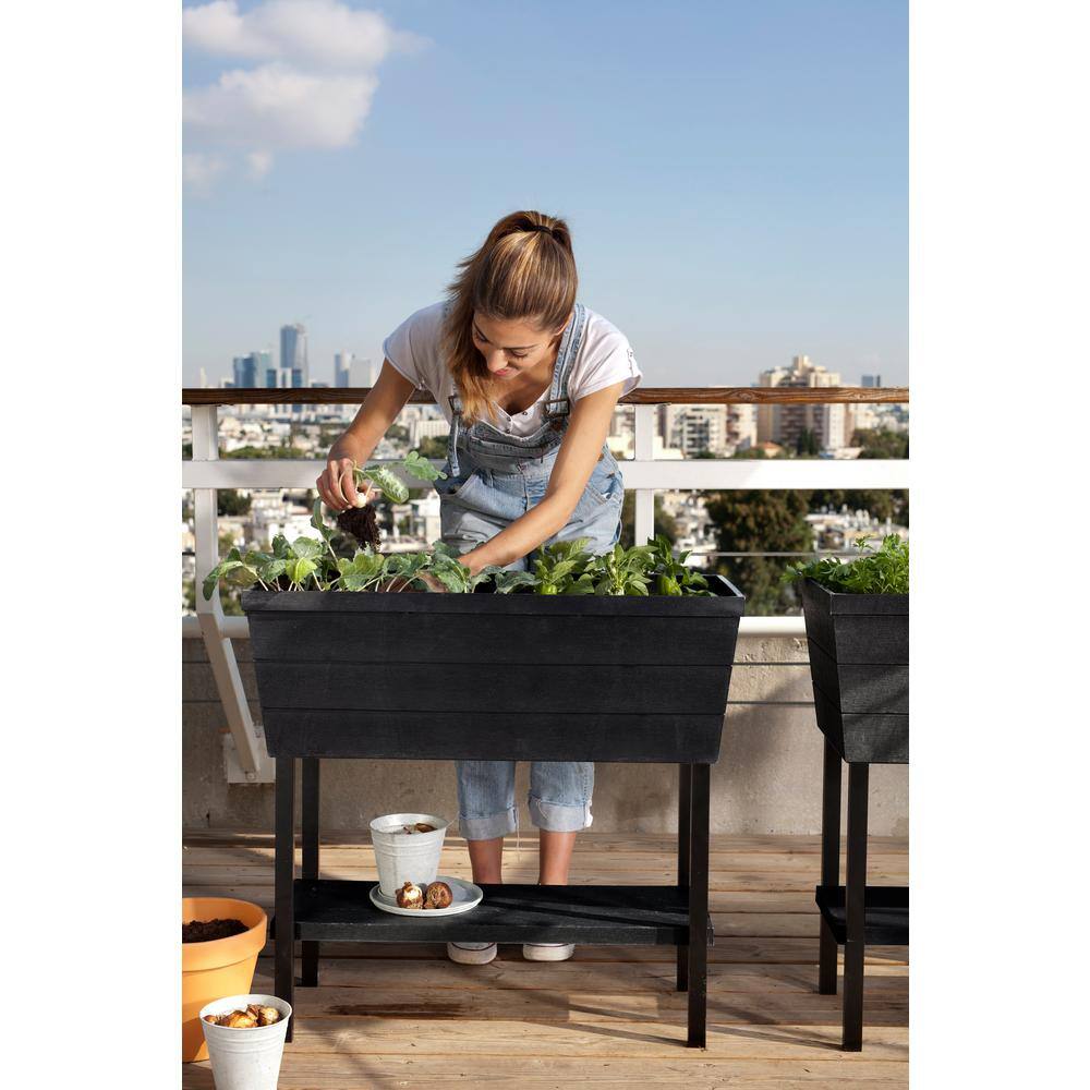 Keter Urban Bloomer 32.3 in. W x 30.7 in. H Graphite Resin Elevated Patio Garden Bed 236157
