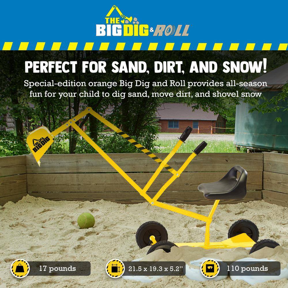 THE BIG DIG Big Dig Rolling Sandbox Digger Excavator Crane with 360-Degree Rotation Base 101