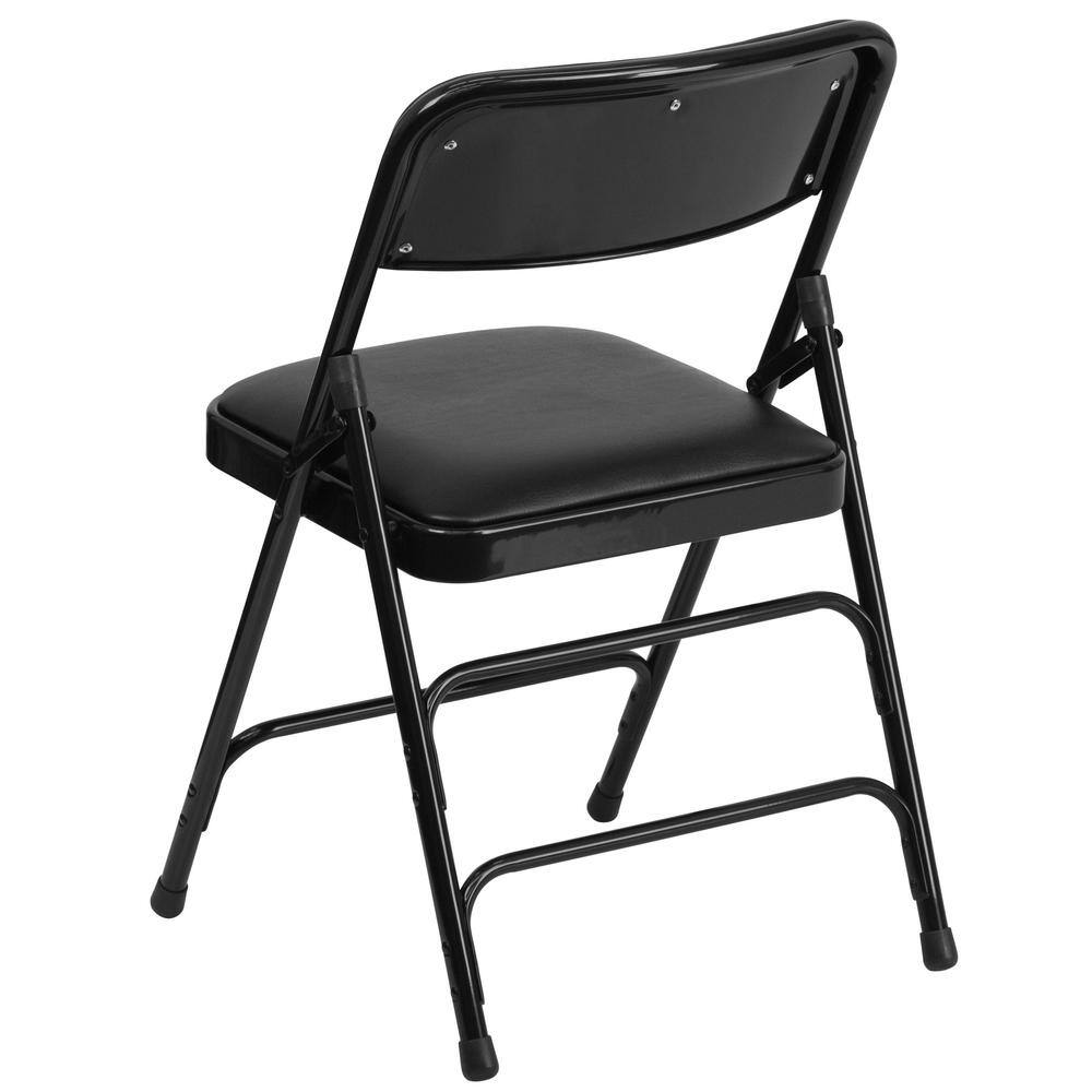 Carnegy Avenue Black Vinyl/Black Frame Metal Folding Chair (4-Pack) CGA-HF-15293-BL-HD