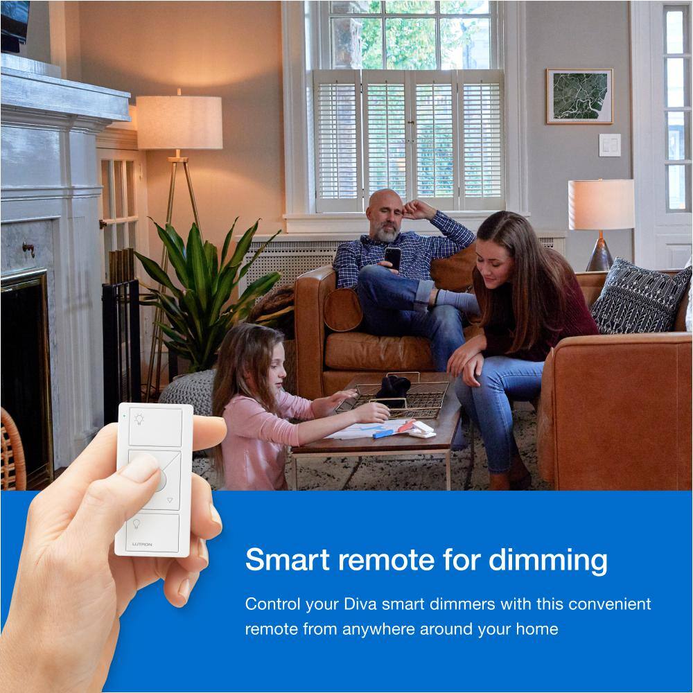 Lutron Diva Smart Dimmer Multi-Room Kit for Caseta Smart Lighting, with Smart Hub + Pico Remote, 150-Watt LED (DVRF-BDG-3D) DVRF-BDG-3D-HD