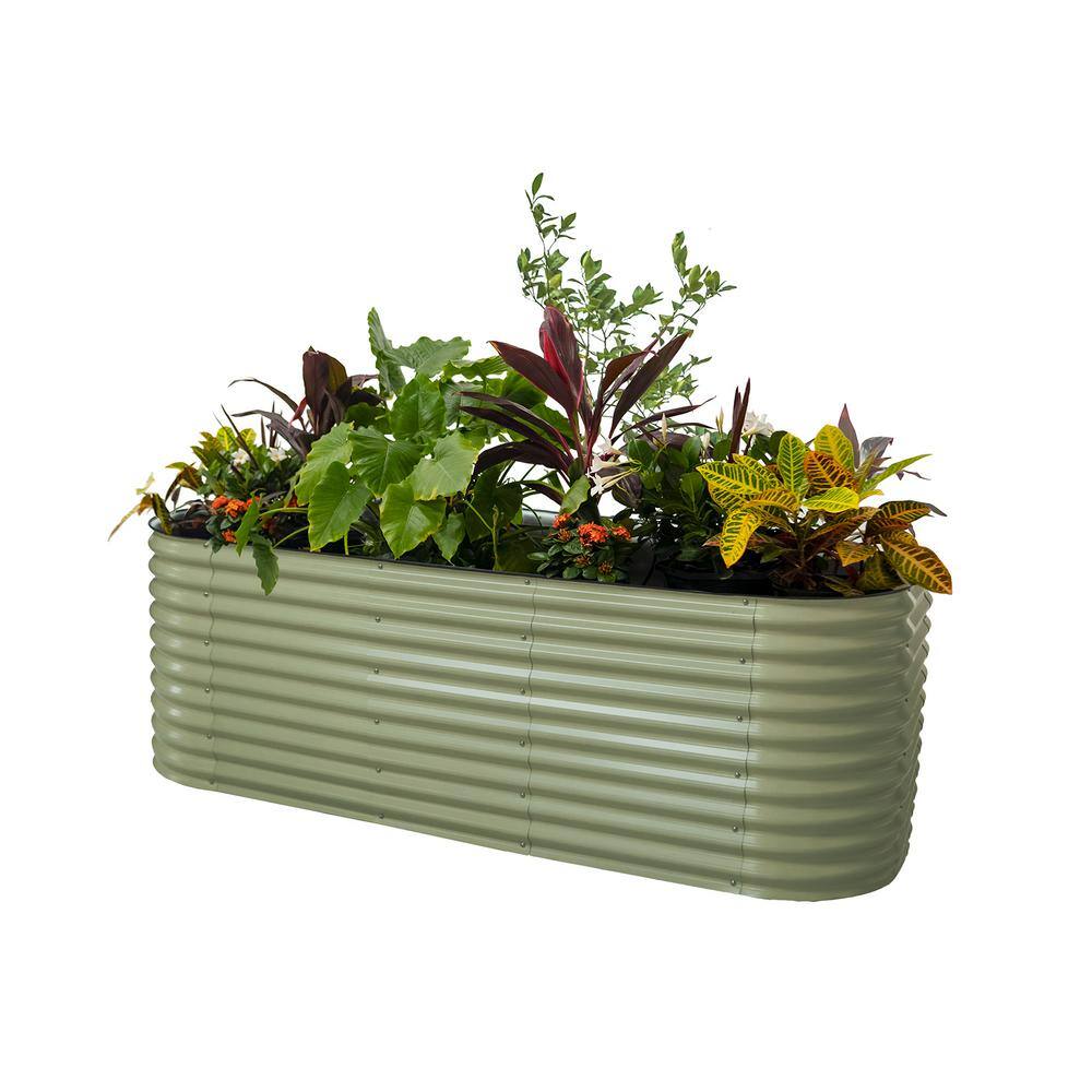vego garden 32 in. Extra-Tall 10-In-1 Modular Olive Green Metal Raised Garden Bed Kit VB10N132G