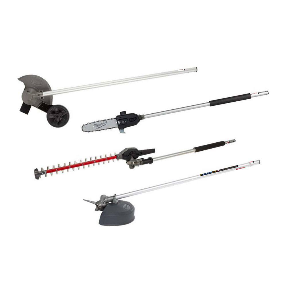 Milwaukee M18 FUEL QUIK-LOK Hedge Trimmer Attachment w/M18 FUEL 10 in. Pole Saw, Edger, Brush Cutter Attachments (4-Tool) 49-16-2719-49-16-2720-49-16-2738-49-16-2