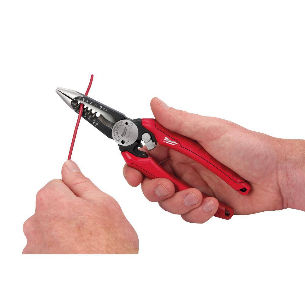 Milwaukee 7.75 in. Combination Electricians 6-in-1 Wire Strippers Pliers with 12-16 AWG NM Wire Stripper and Cutter (2-Piece) 48-22-3079-48-22-3081