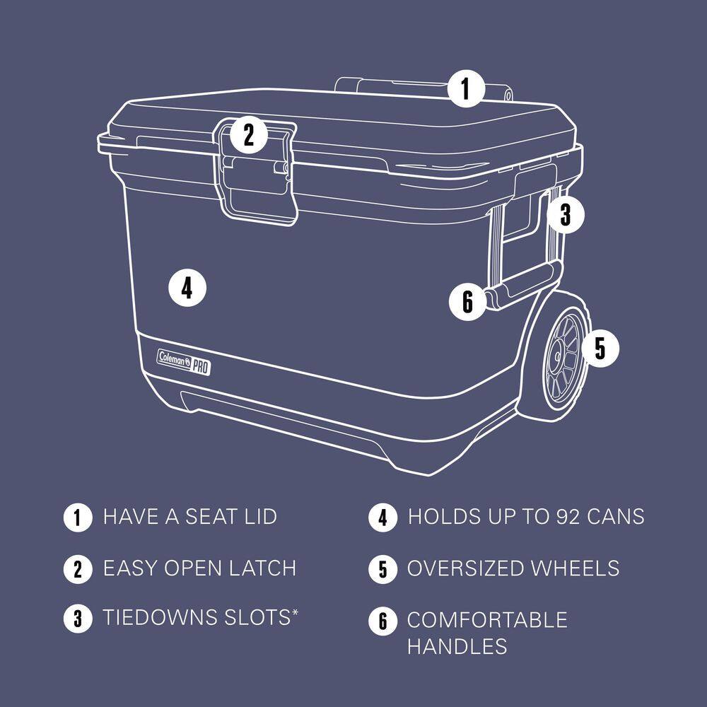 Coleman Pro 55 qt. Premium Wheeled Hard Cooler in Neptune 2193940
