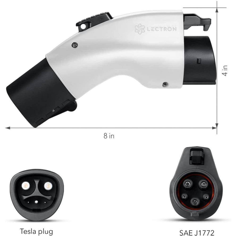LECTRON Tesla to J1772 Charging Adapter Maximum 48 Amp 250-Volt for Tesla High Powered Connectors in White TeslaJ1772Wht48AUSA