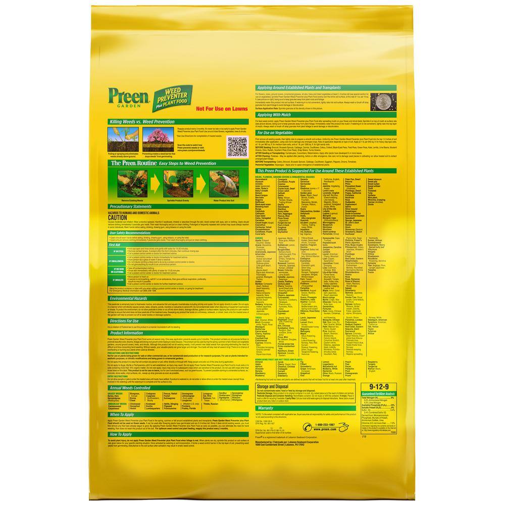 Preen 31.3 lbs. Garden Weed Preventer Plus Plant Food 2164261