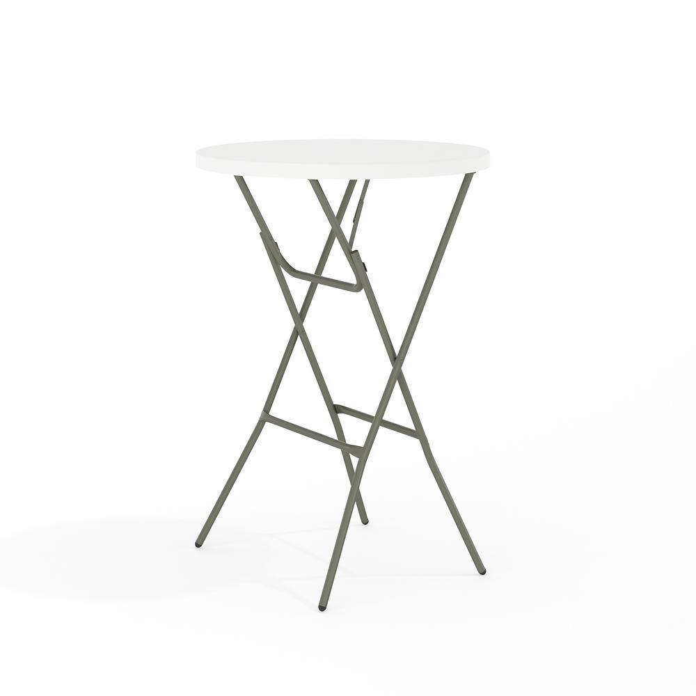 Carnegy Avenue Elon 31.25 in. L Round Granite White Plastic Top Folding Bar Table CGA-FLF-17482-GR-HD