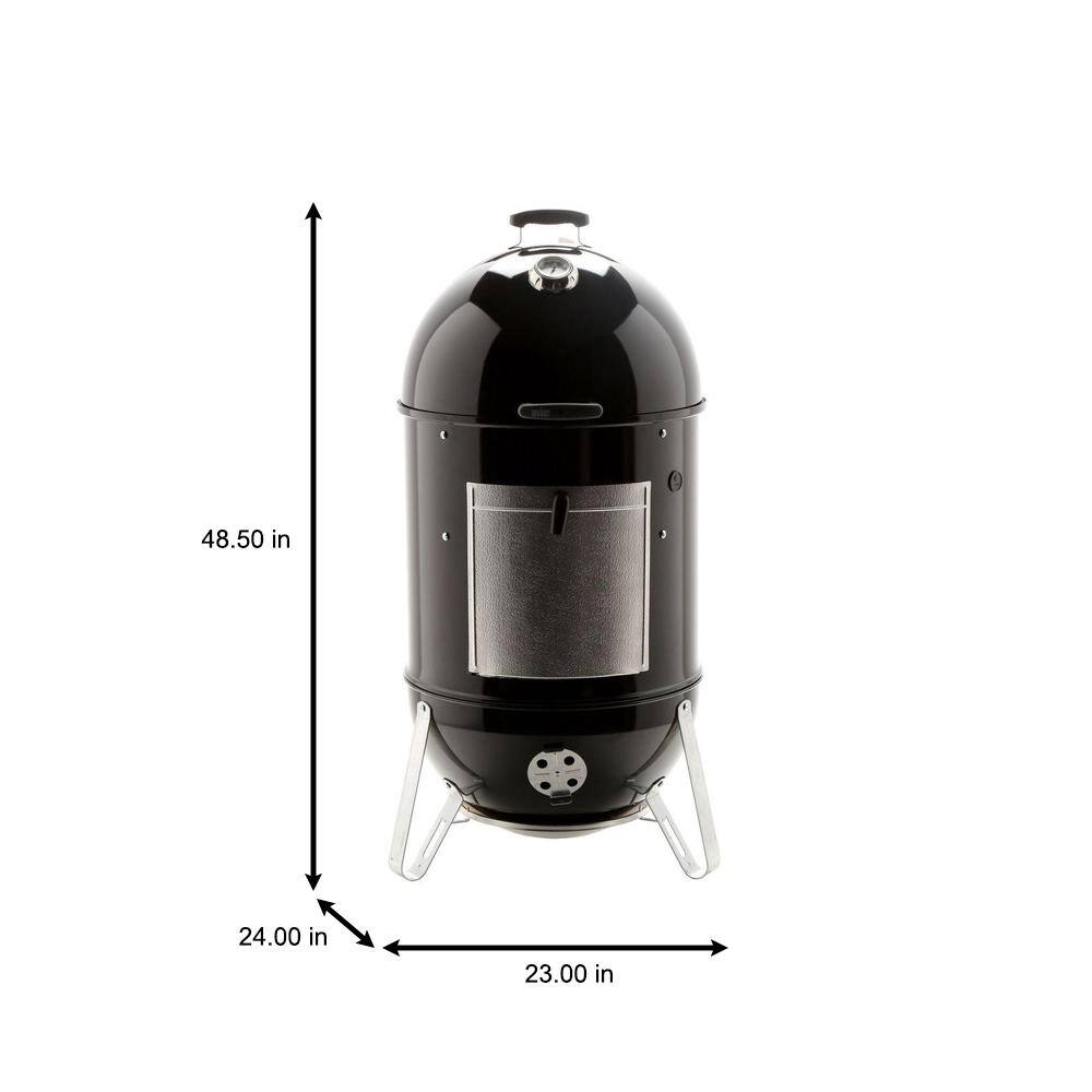 Weber 22 in. Smokey Mountain Cooker Smoker in Black with Cover and Built-In Thermometer 731001