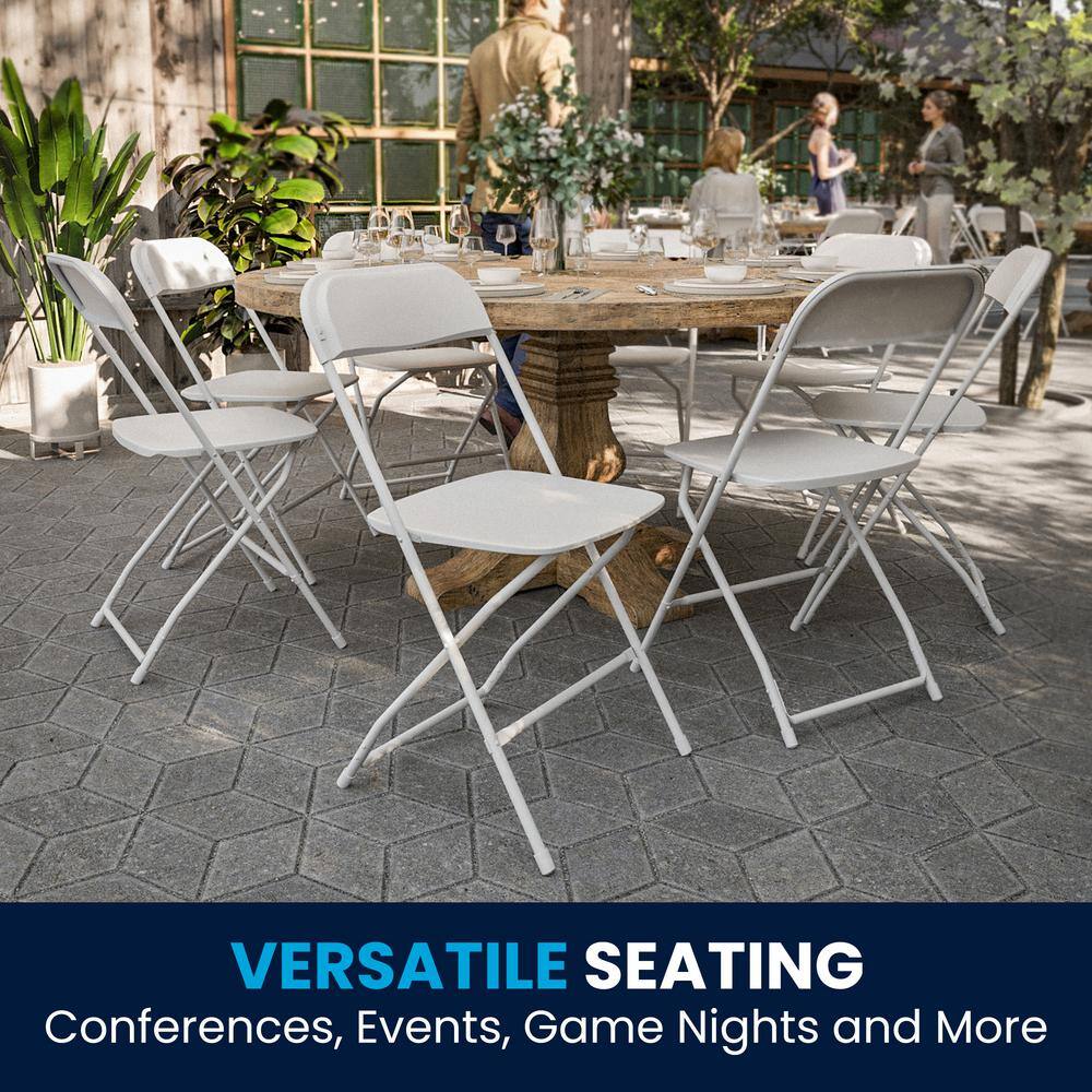 Carnegy Avenue Hercules Series White Metal 650 lb. Weight Capacity Lightweight Event Folding Chair (Set of 6) CGA-LE-487298-WH-HD