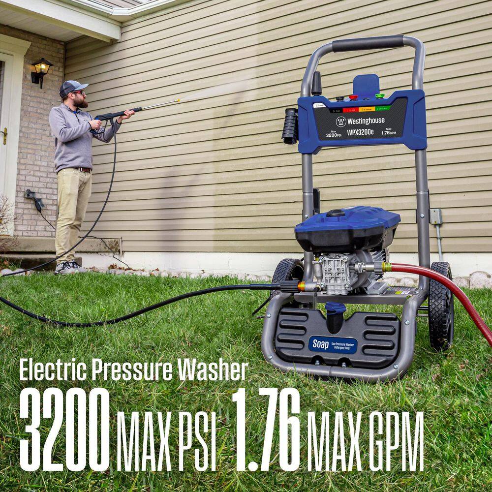 Westinghouse 3200 PSI 1.76 GPM 13 Amp Cold Water Electric Powered Pressure Washer with Turbo Nozzle and 5 Quick Connect Tips WPX3200e