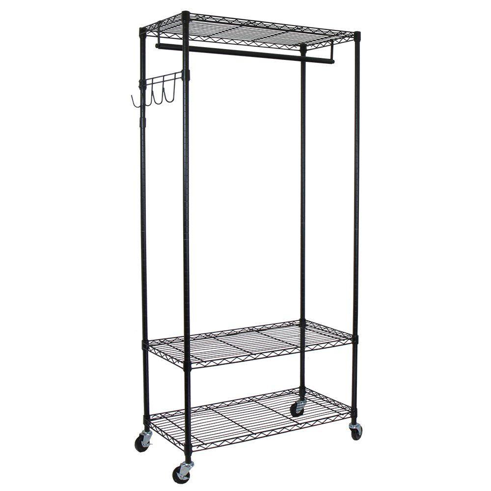 Oceanstar Black Steel Clothes Rack 35.7 in. W x 75.5 in. H GRS1514