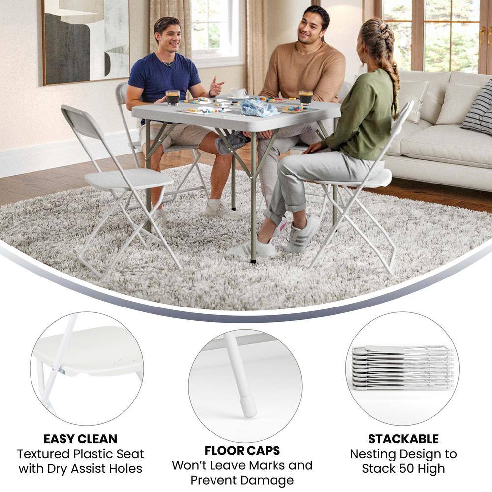 Carnegy Avenue Blue Plastic Seat with Metal Frame Folding Chair (Set of 2) CGA-LE-274398-BL-HD