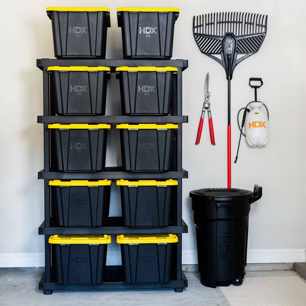 HDX 5 Tier Plastic Adjustable Garage Storage Shelving Unit in Black (48 in. W x 75 in. H x 20 in. D) 999-9320BB5