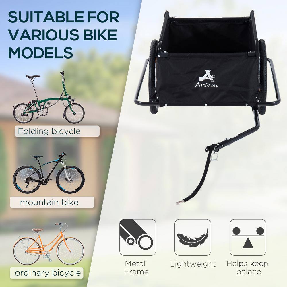 Aosom 34.75 in. W x 55 in. L x 23.5 in. H Bicycle Cargo Trailer, Two-Wheel Bike Luggage Wagon Trailer with Removable Cover 5664-0005R
