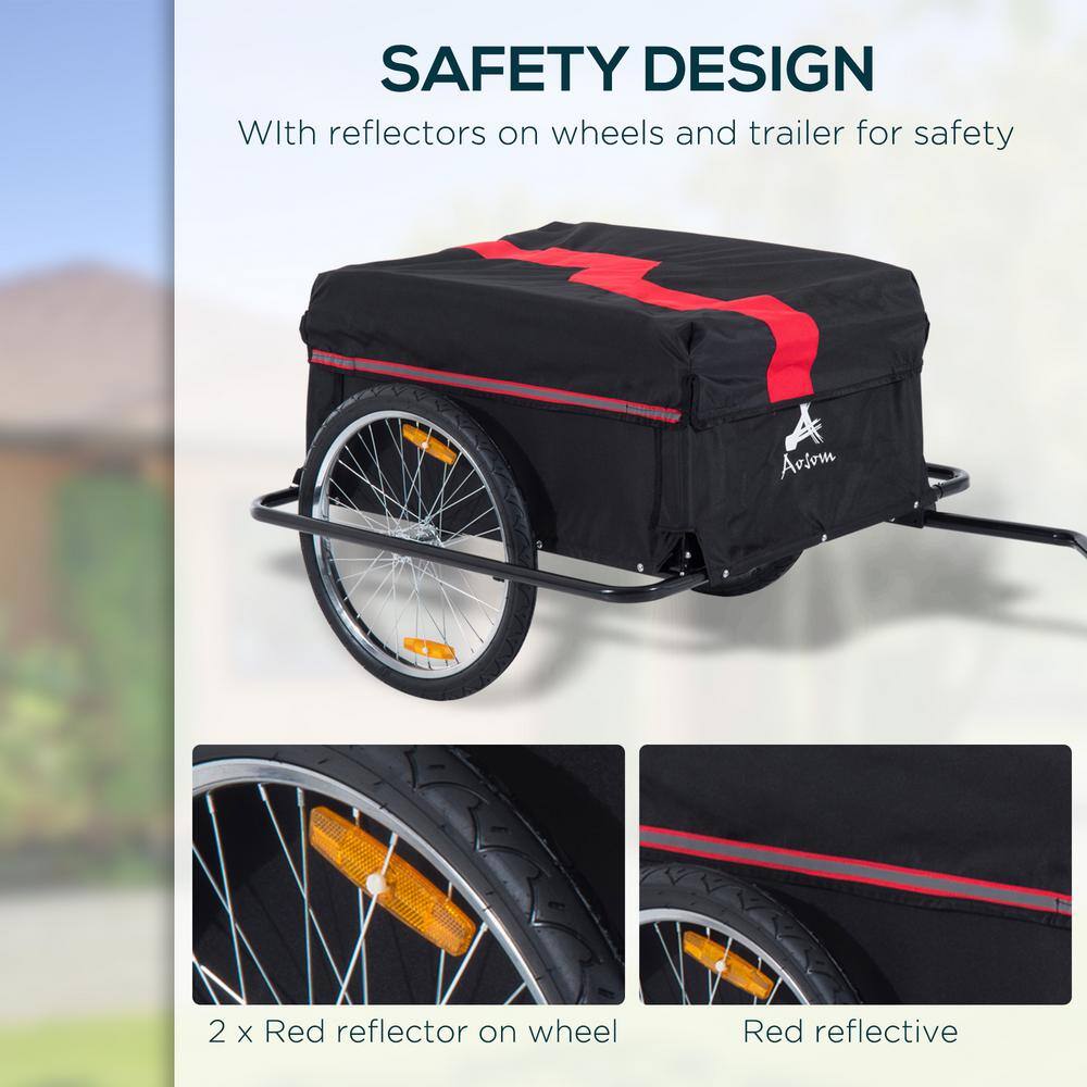 Aosom 34.75 in. W x 55 in. L x 23.5 in. H Bicycle Cargo Trailer, Two-Wheel Bike Luggage Wagon Trailer with Removable Cover 5664-0005R